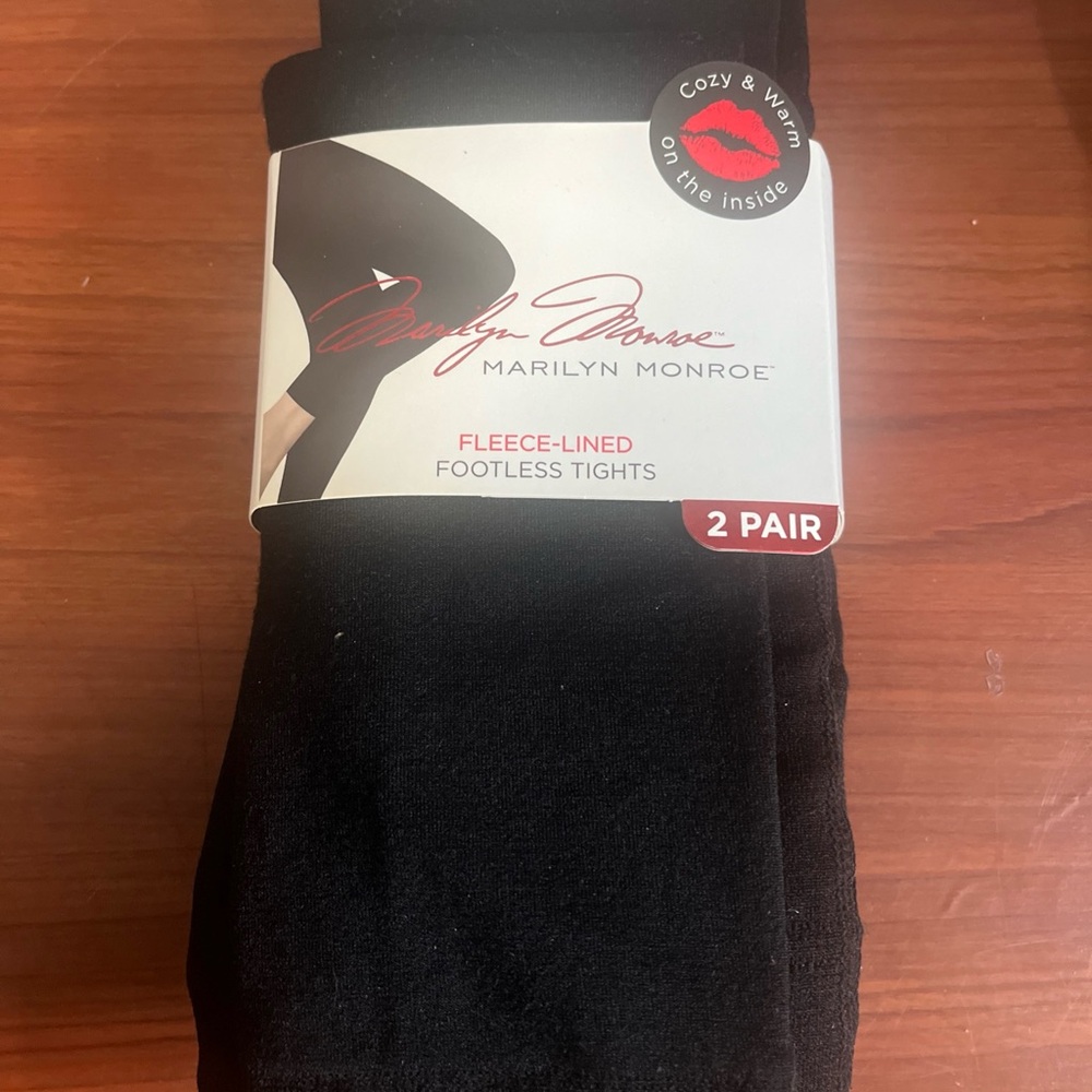 🏷️ Marilyn Monroe Black Fleece-Lined Footless Tights - Cozy 2 Pack